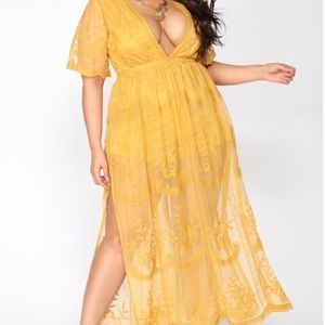 Fashion Nova Mustard Set Our Love on Fire Romper